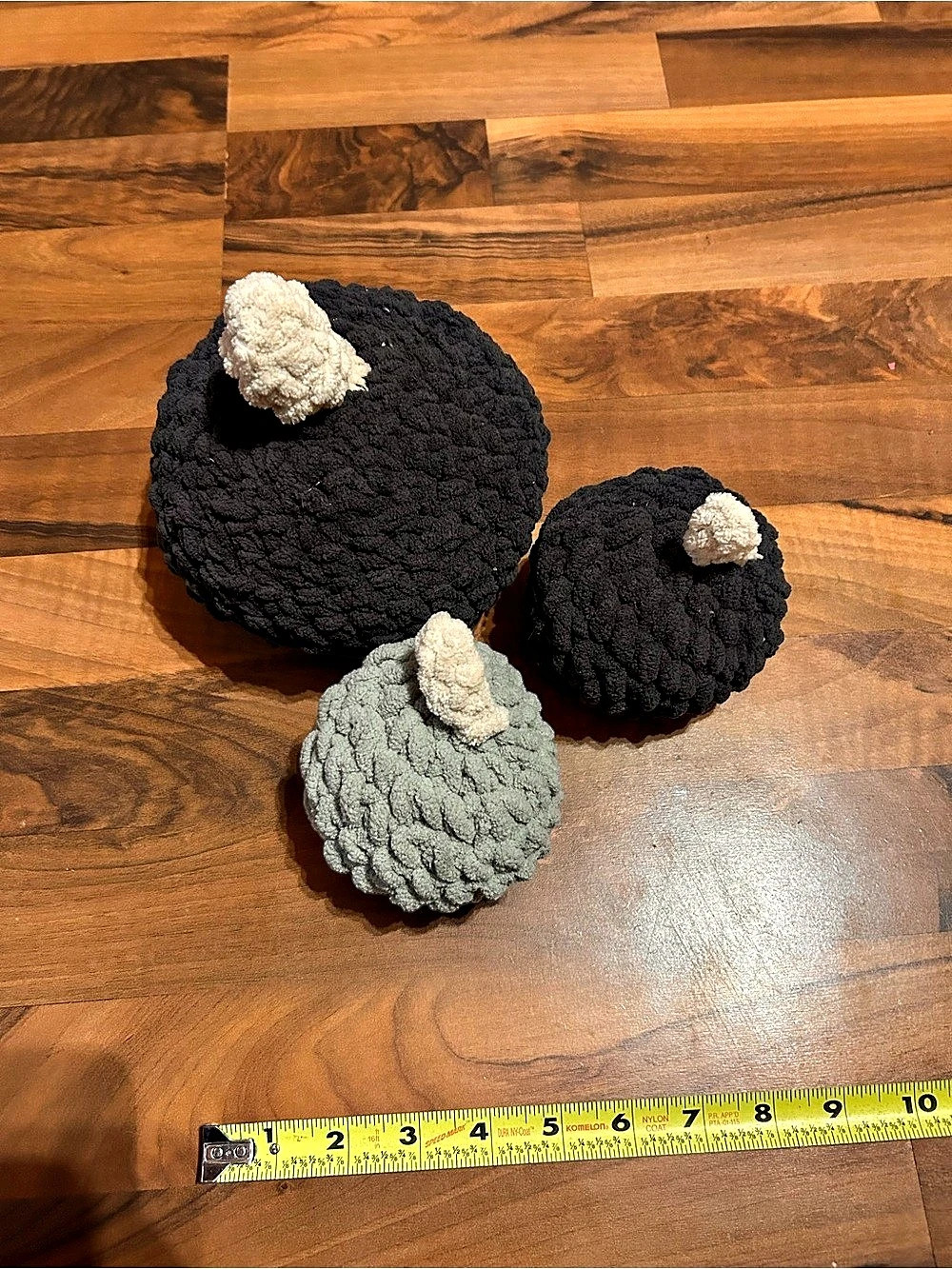 Crocheted pumpkins Decor Set, Black & Green